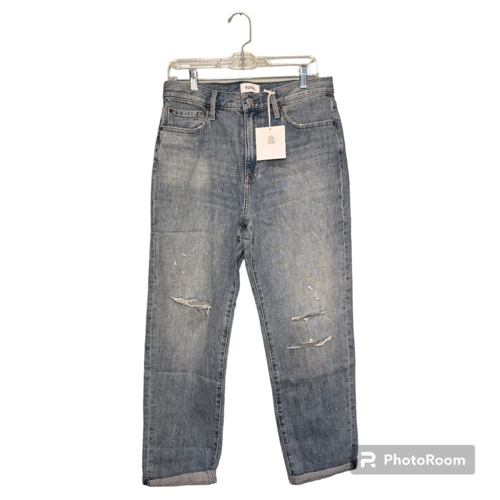 Pistola Presley High-Rise Relaxed Roller Jeans Distressed Size 31